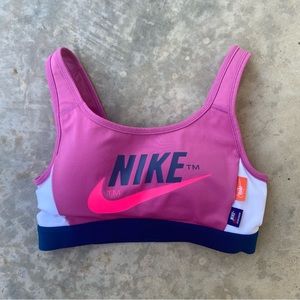 NWOT Nike Pink Color Block Sports Bra. Size Small